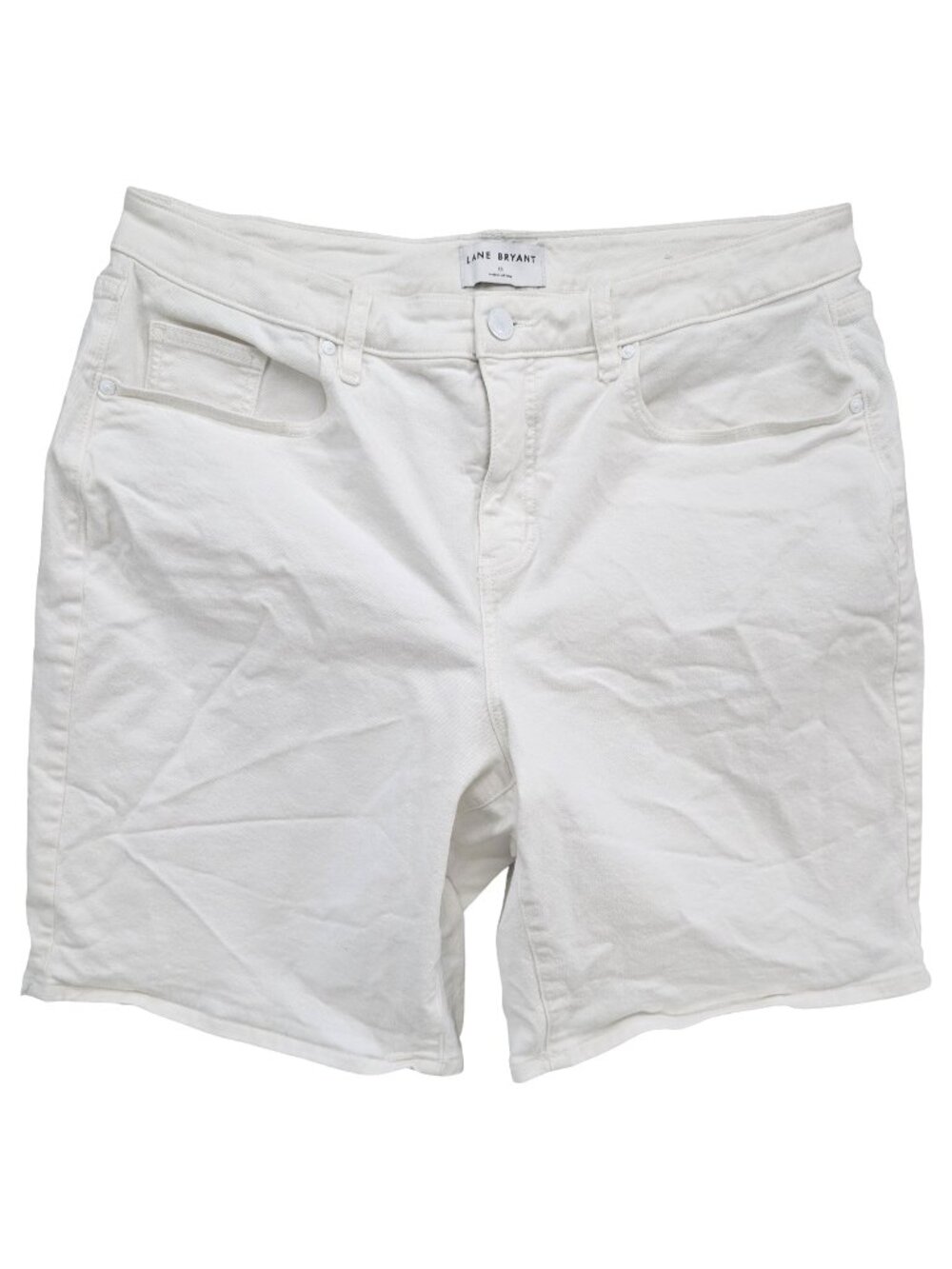 Lane Bryant Boyfriend Bermuda Jean Shorts Womens White Cotton Stretch 9" Size 16